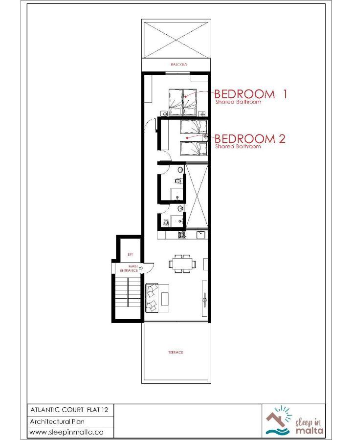F12 Room 1, Private Room Two Single Beds Shared Bathroom In Shared Flat Msida Dış mekan fotoğraf
